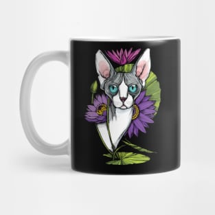 Sphynx Cat with Blue Lotus Mug